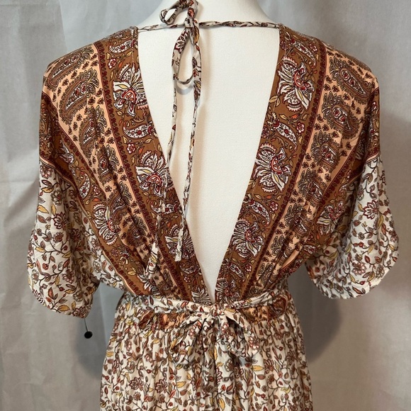 SHEIN Floral Print Midi Dress in Cream and Brown - Picture 4 of 9